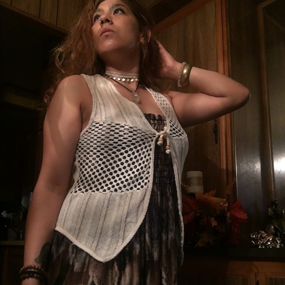 Crochet Vest with drawstring